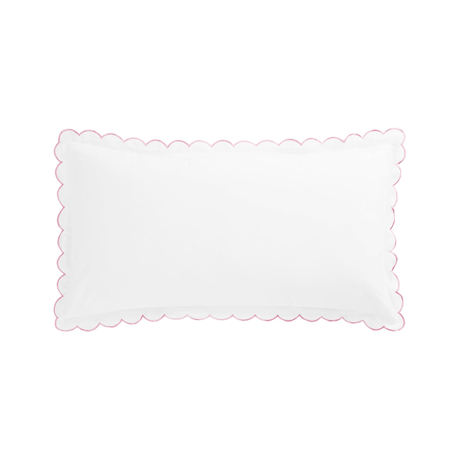 Margot Rose Pink Embroidered Scallop 300 Thread Count Cotton Percale Pillowcases - Pair