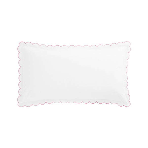 Margot Rose Pink Embroidered Scallop 300 Thread Count Cotton Percale Pillowcases - Pair