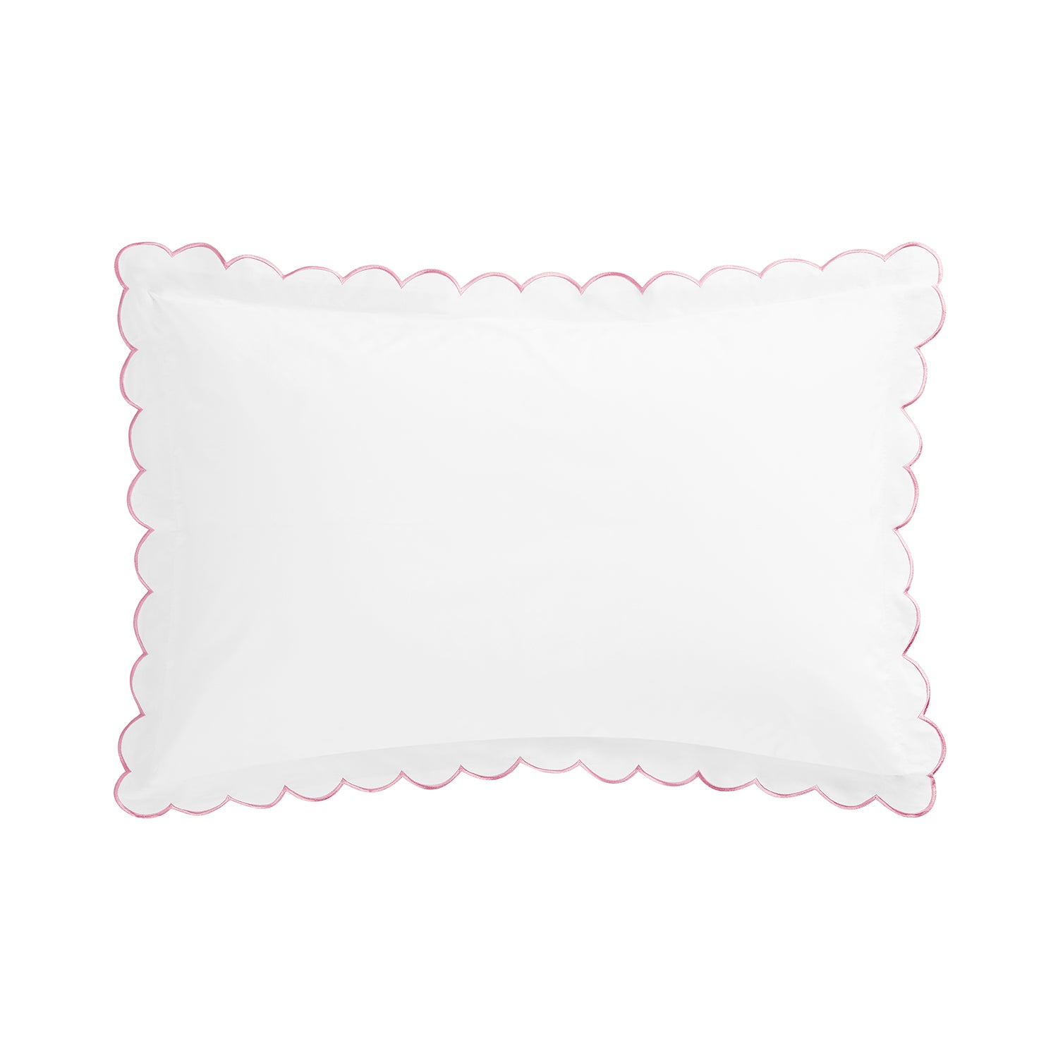 Margot Rose Pink Embroidered Scallop 300 Thread Count Cotton Percale Pillowcases - Pair