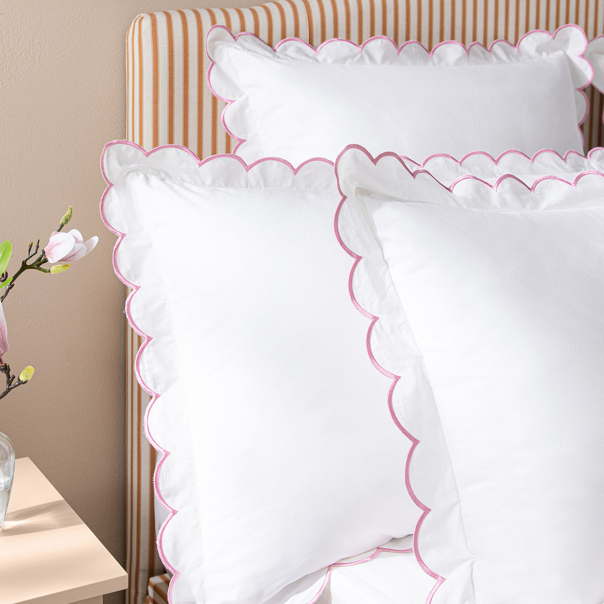 Thread Count Rose Pn Margot Rose Pink Embroidered Scallop 300 Thread Count Cotton Percale P ...