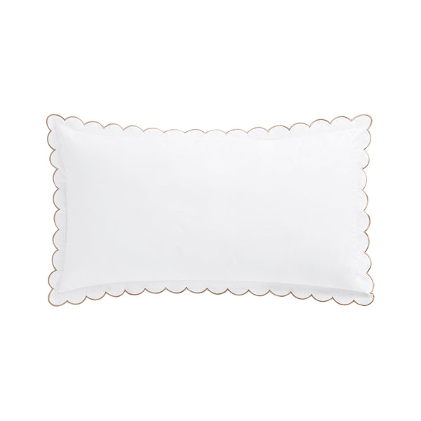 Margot Taupe Embroidered Scallop 300 Thread Count Cotton Percale Pillowcases - Pair - daals