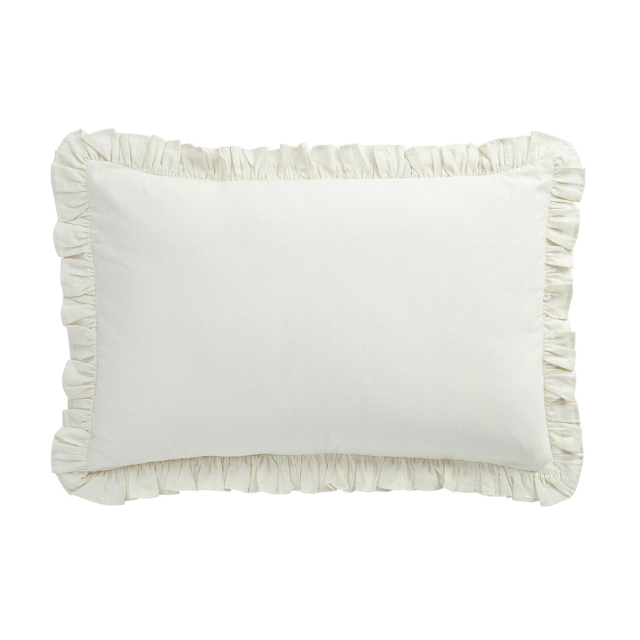 Matilda Cream Ruffle Linen Blend Pillowcases - Pair