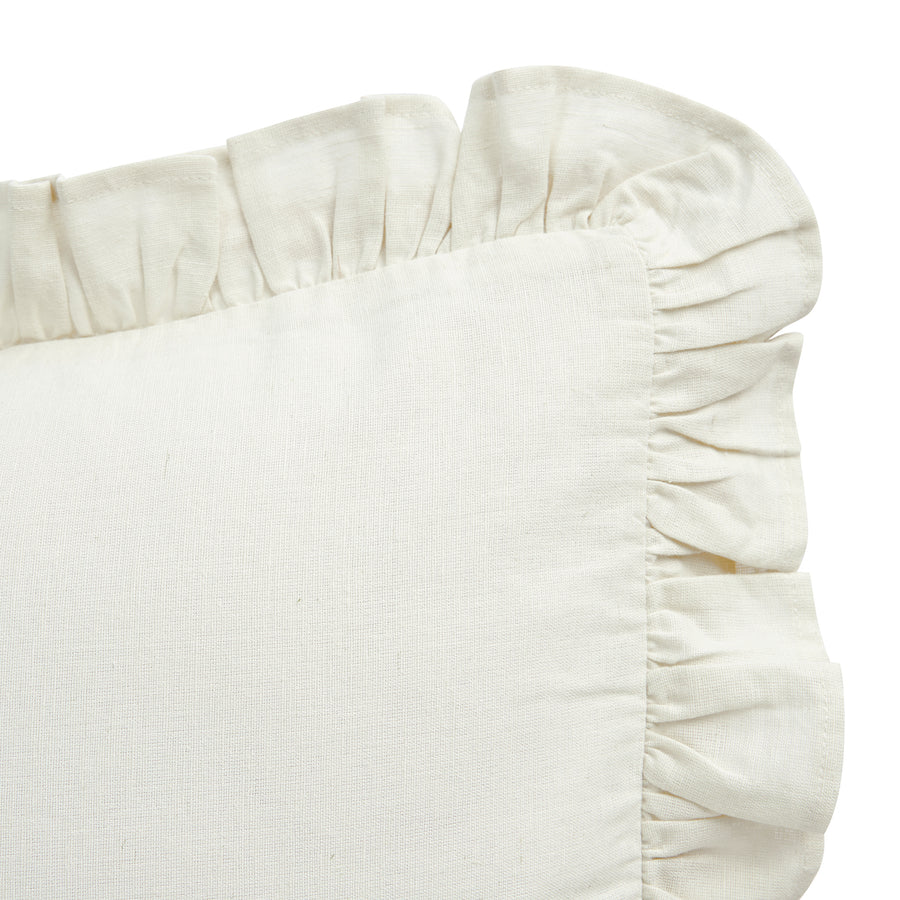 Matilda Cream Ruffle Linen Blend Pillowcases - Pair