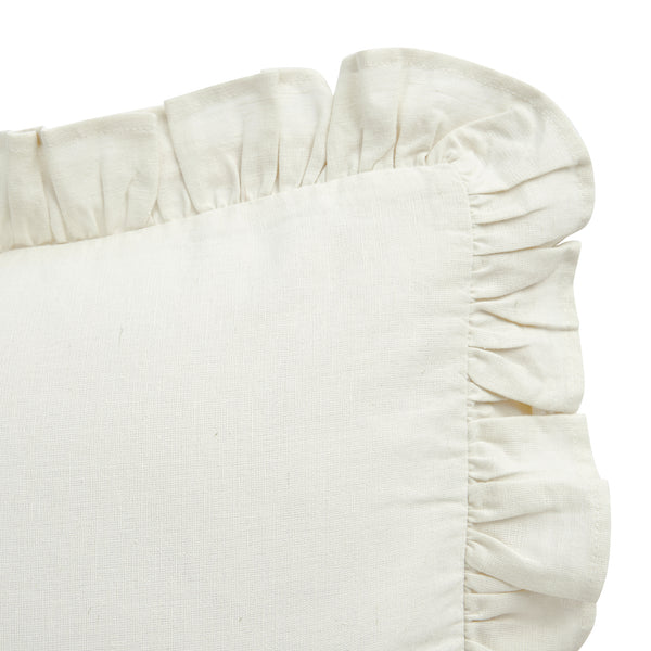 Matilda Cream Ruffle Linen Blend Pillowcases - Pair