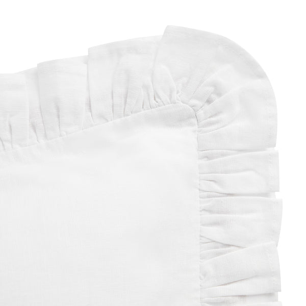 Matilda White Ruffle Linen Blend Pillowcases - Pair