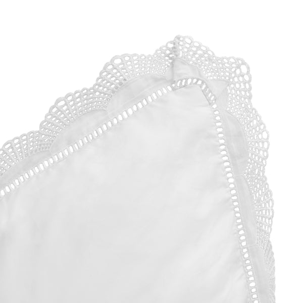Castillo White Lace 300 Thread Count Cotton Percale Regular Pillowcases - Pair
