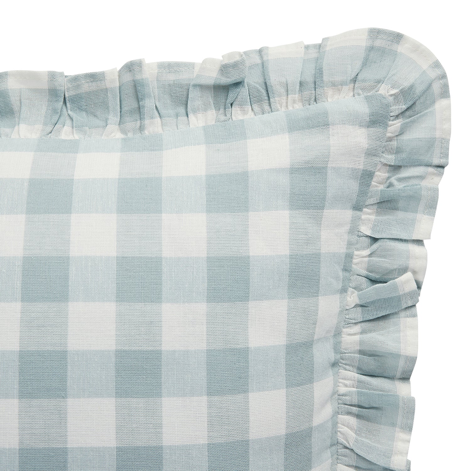 Matilda Blue Gingham Ruffle Linen Blend Pillowcases - Pair