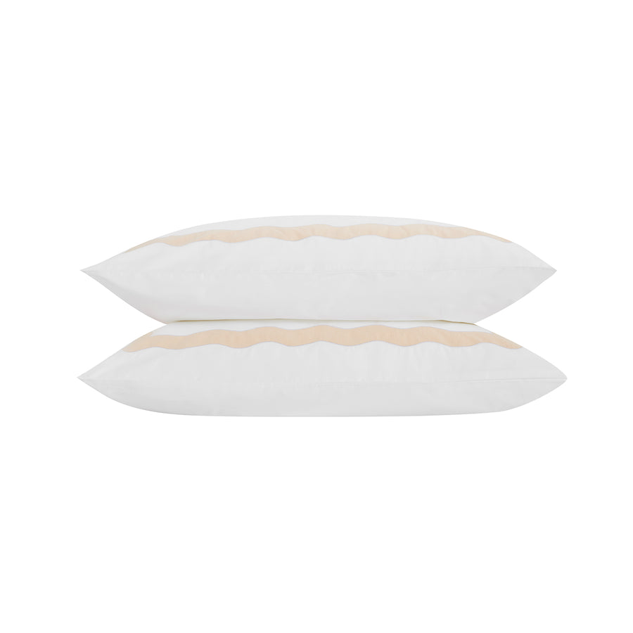 Lucinda Peach Melba Wave 300 Thread Count Cotton Percale Regular Pillowcases - Pair