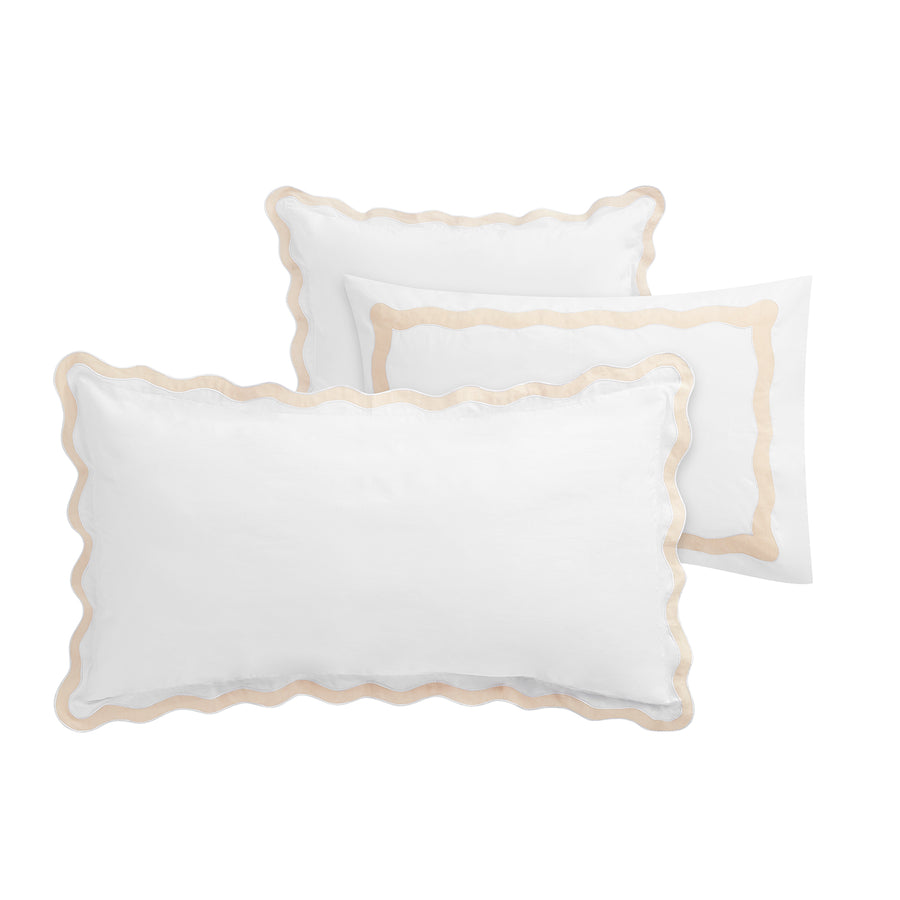Lucinda Peach Melba Wave 300 Thread Count Cotton Percale Regular Pillowcases - Pair