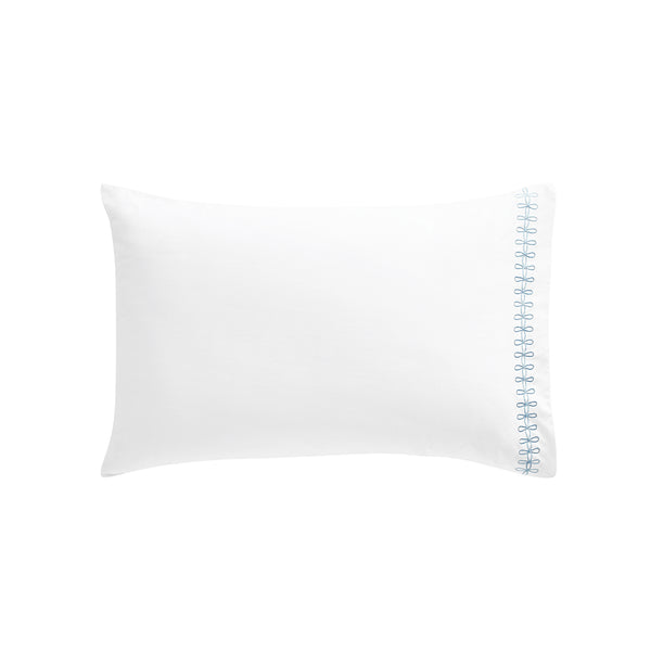 Milano Air Force Blue Knot Embroidered 600 Thread Count Cotton Sateen Regular Pillowcases - Pair
