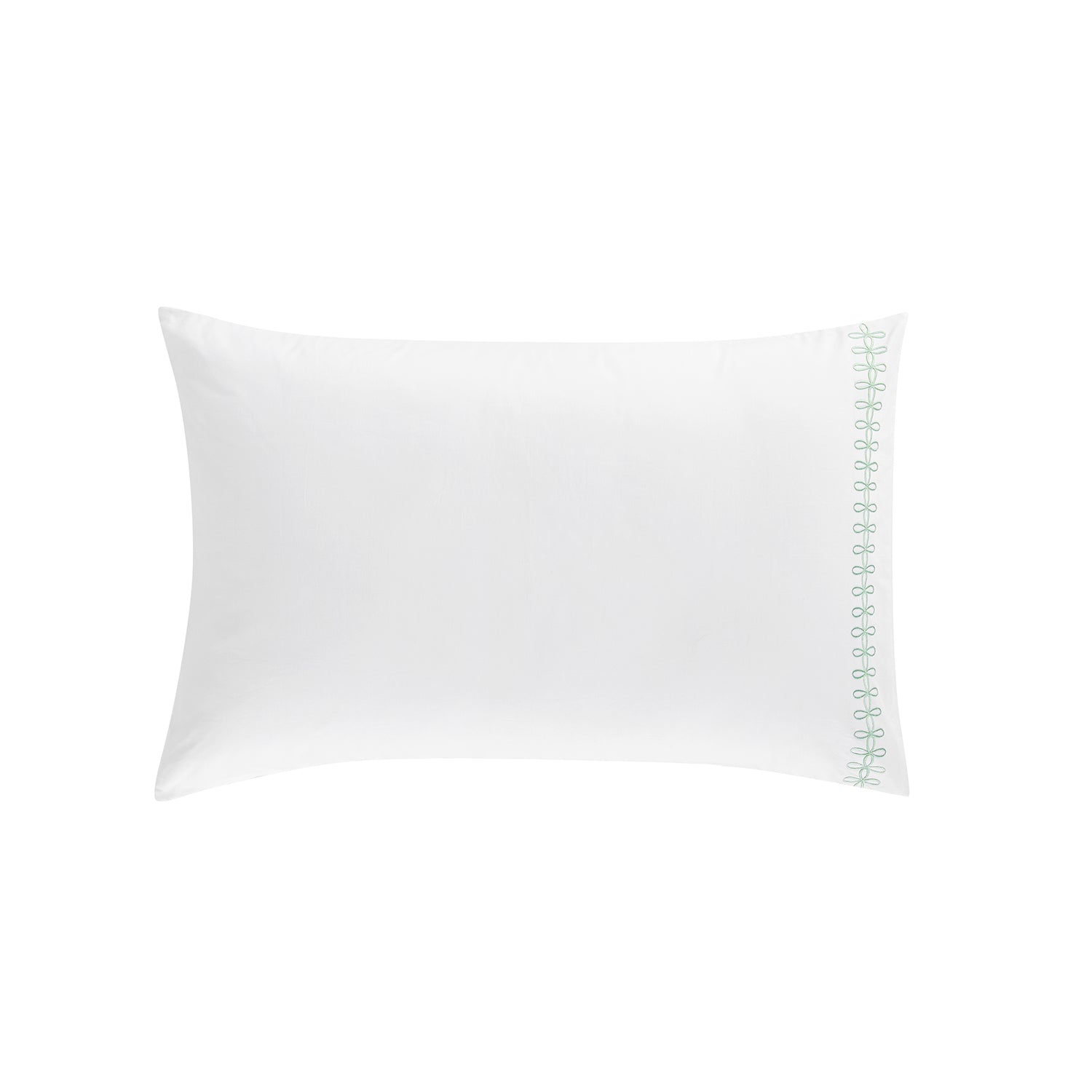 Milano Sea Spray Green Knot Embroidered 600 Thread Count Cotton Sateen Regular Pillowcases - Pair