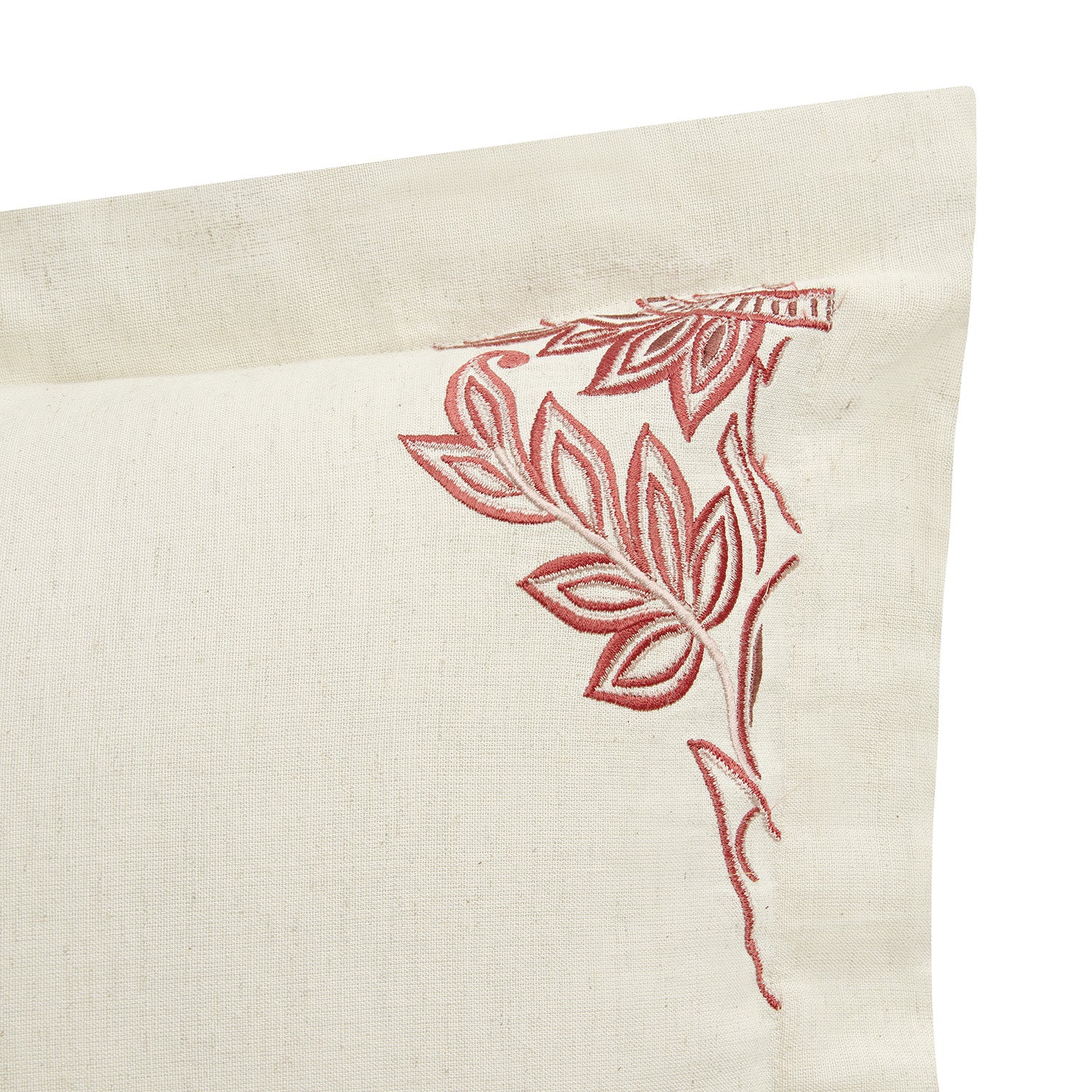 Isadora Garnet Red Damask Embroidered Linen Blend Regular Pillowcases - Pair