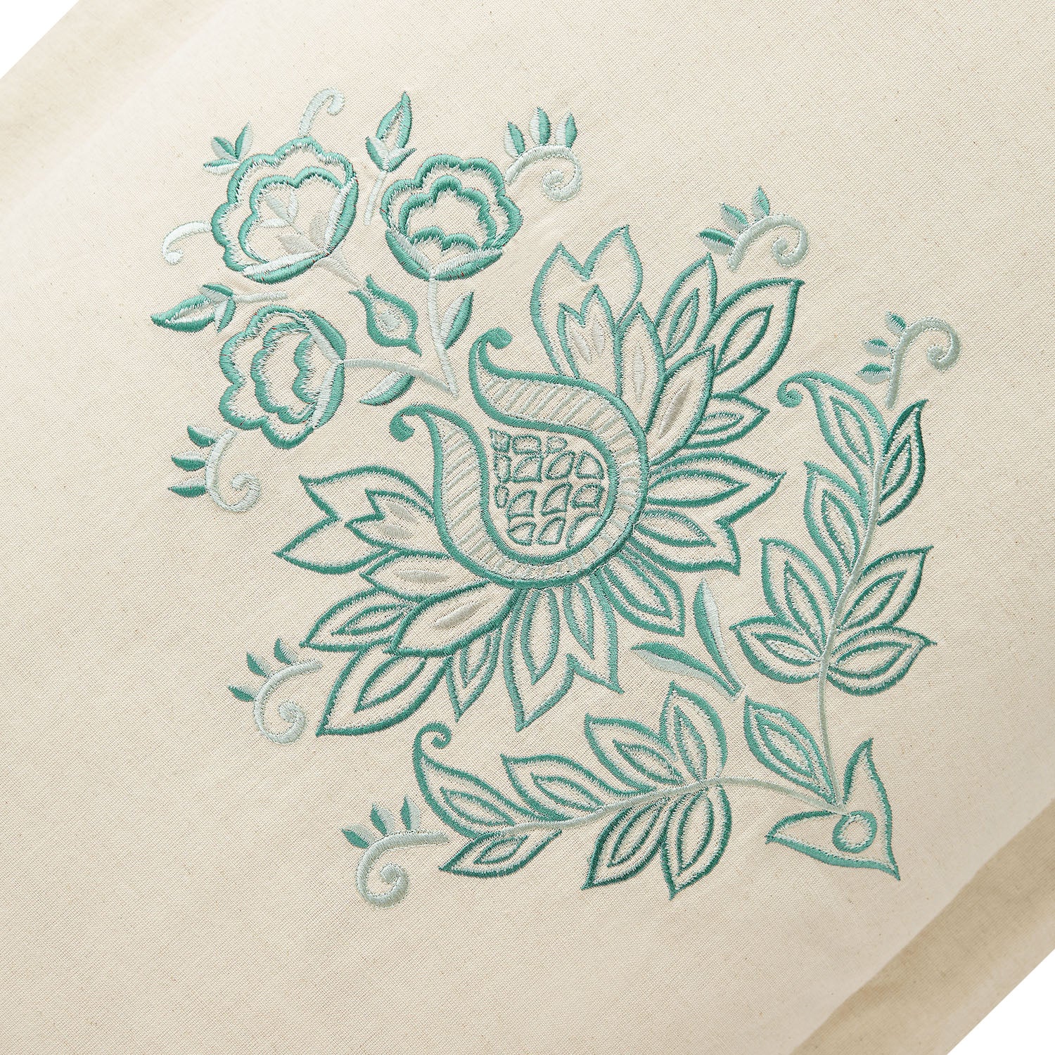 Isadora Teal Damask Embroidered Linen Blend Regular Pillowcases - Pair