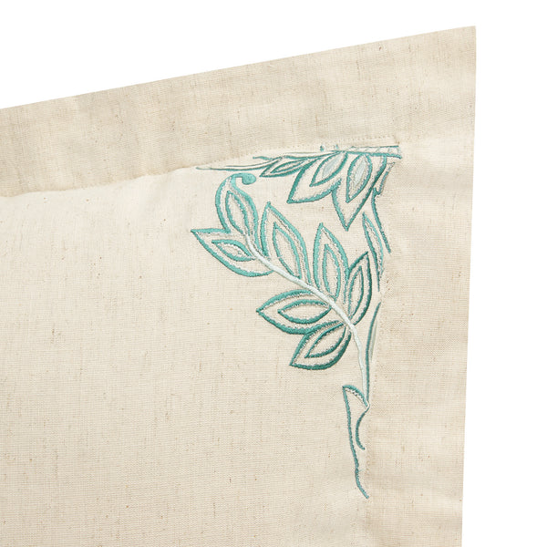 Isadora Teal Damask Embroidered Linen Blend Regular Pillowcases - Pair - daals