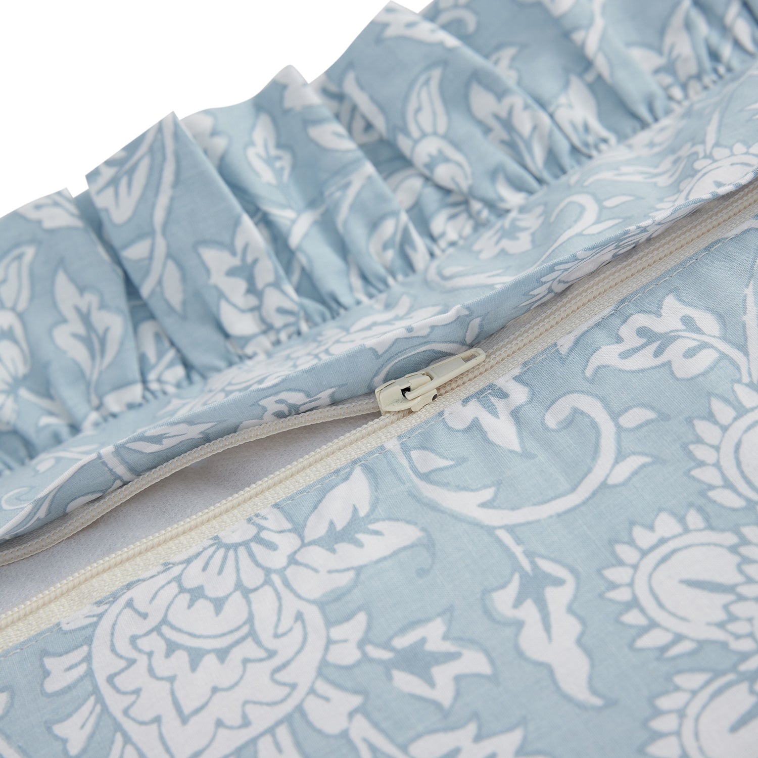 Jaipur Serenity Sky Blue Ruffle 210 Thread Count Cotton Percale Pillowcases - Pair
