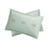 Meadow Seafoam Green Sprig Embroidered Linen Blend Regular Oxford Pillowcases - Pair