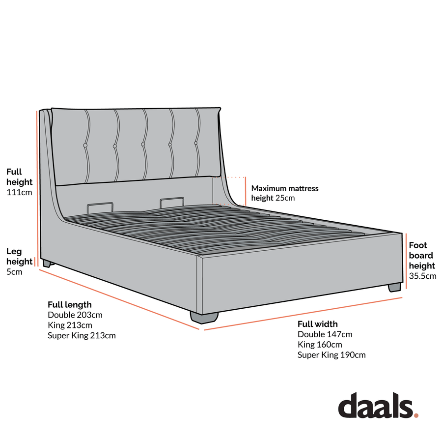 Hadley Stone Fabric Ottoman Storage Bed
