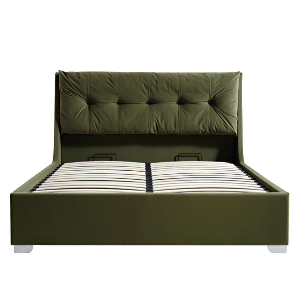 Hadley Moss Green Velvet Ottoman Storage Bed