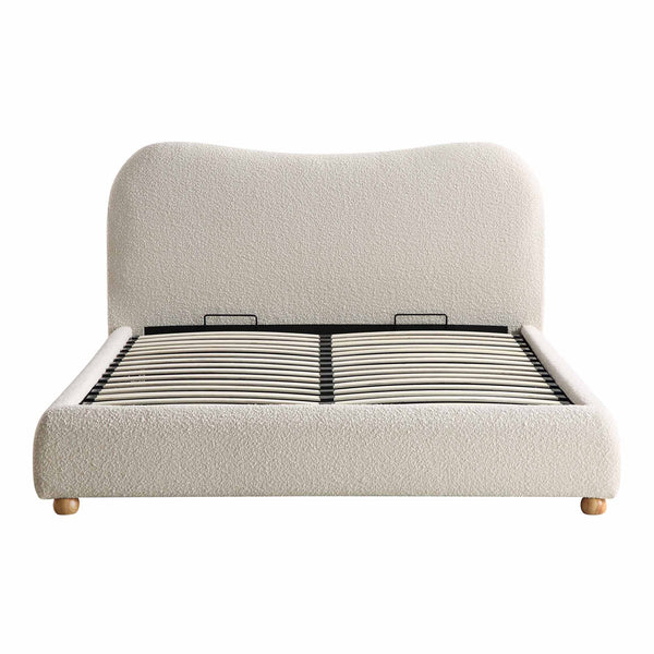 Egerie Curved Headboard Beige Boucle Ottoman Storage Bed