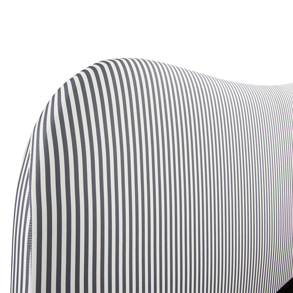 Egerie Curved Headboard Slate Blue Striped Fabric Ottoman Storage Bed