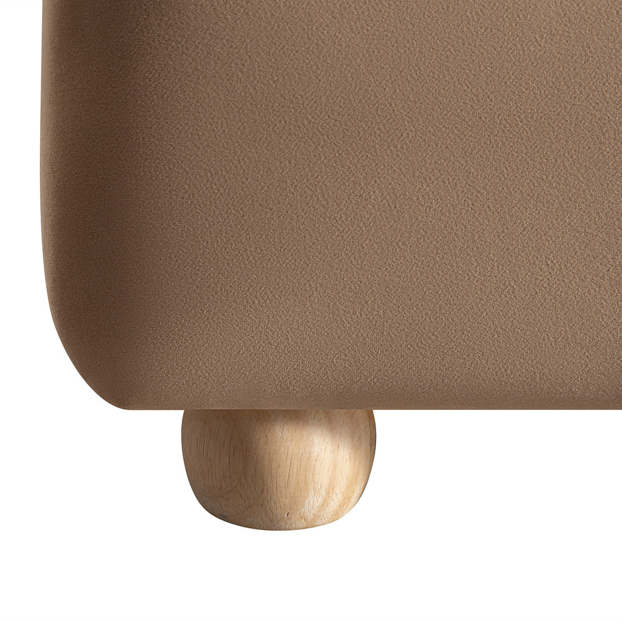 Egerie Curved Headboard Camel Velvet Ottoman Storage Bed - daals