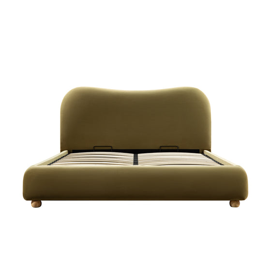 Egerie Curved Headboard Fudge Velvet Ottoman Storage Bed