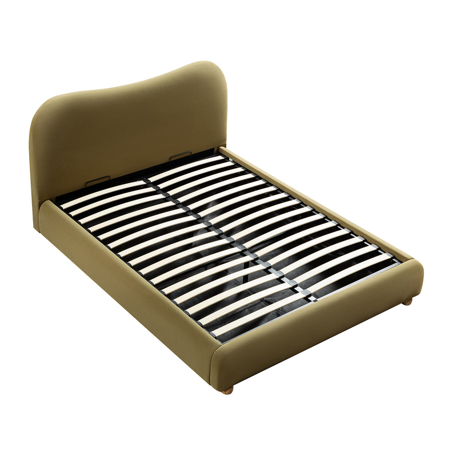 Egerie Curved Headboard Fudge Velvet Ottoman Storage Bed - daals