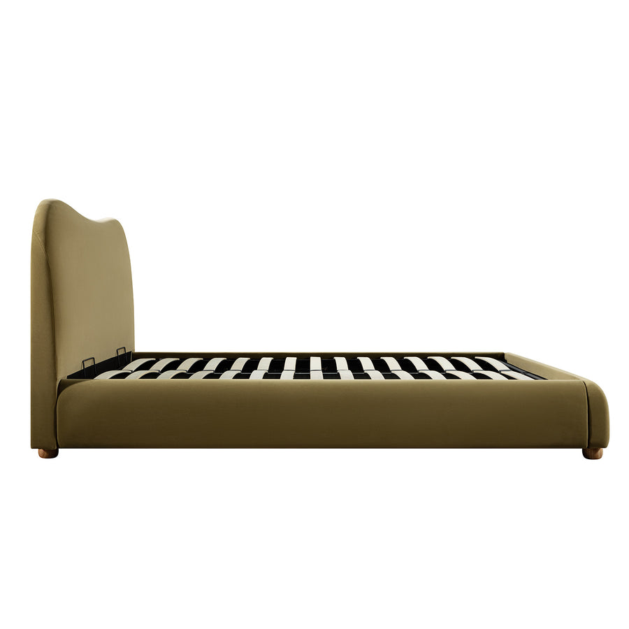 Egerie Curved Headboard Fudge Velvet Ottoman Storage Bed - daals