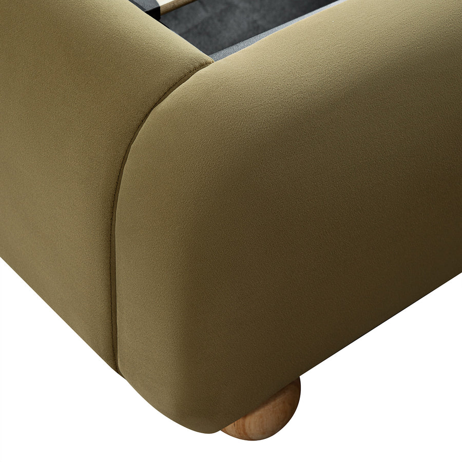 Egerie Curved Headboard Fudge Velvet Ottoman Storage Bed - daals