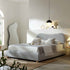 Egerie Curved Headboard Mist Grey Boucle Ottoman Storage Bed - daals
