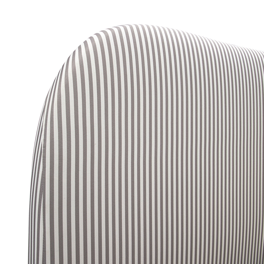 Egerie Curved Headboard Light Taupe Striped Fabric Ottoman Storage Bed