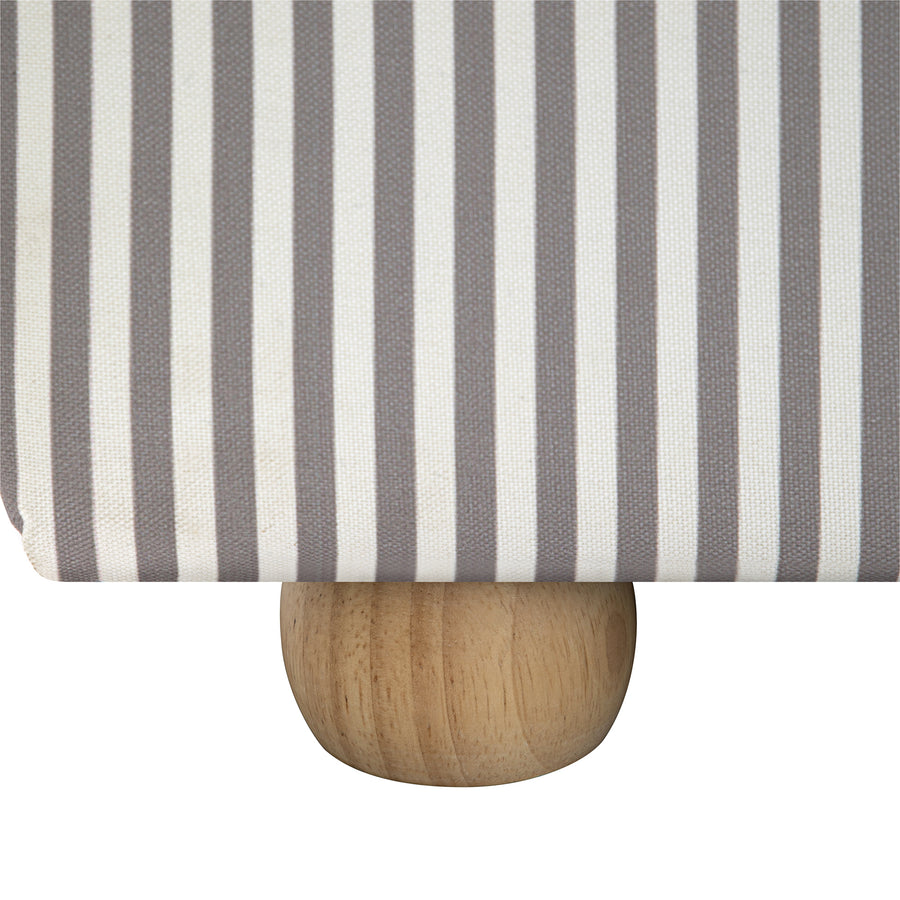 Egerie Curved Headboard Light Taupe Striped Fabric Ottoman Storage Bed