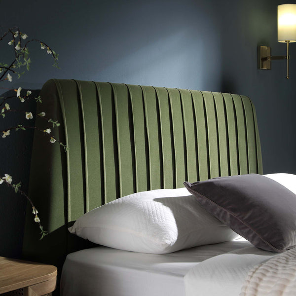 Helia Pleated Ottoman Storage Bed, Moss Green Velvet