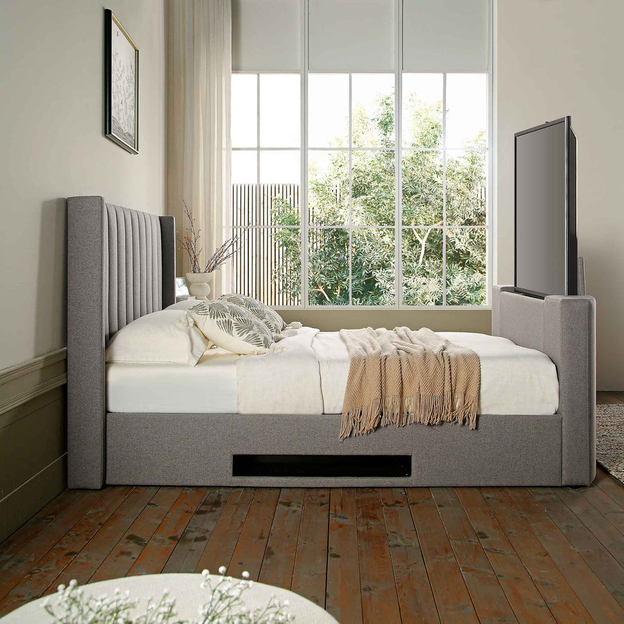 Wilton Grey Fabric Ottoman TV Bed