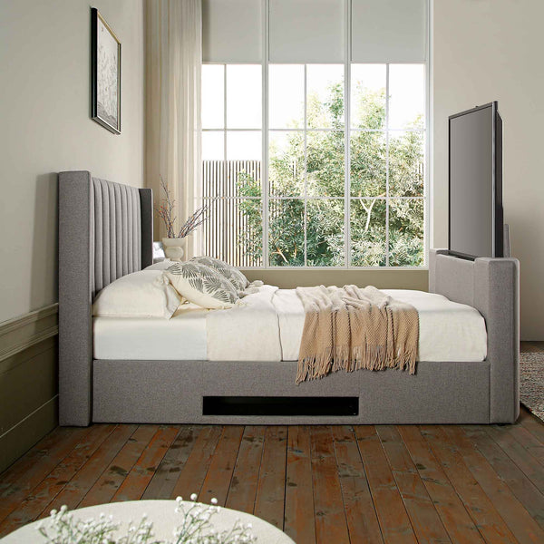 Wilton Grey Fabric Ottoman TV Bed