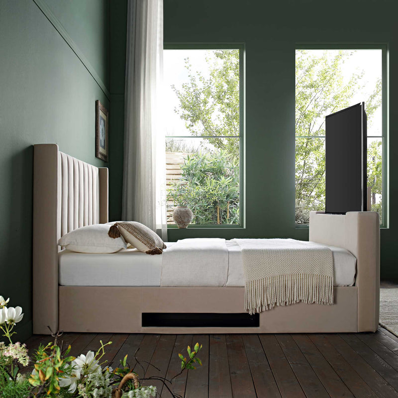 Wilton Champagne Velvet Ottoman TV Bed