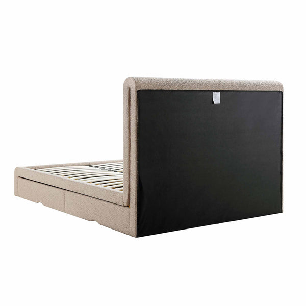 Hampstead Taupe Boucle Curved Bed with 4-Drawer Storage