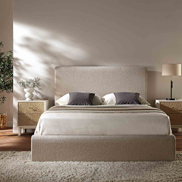 Hampstead Taupe Boucle Curved Bed - daals