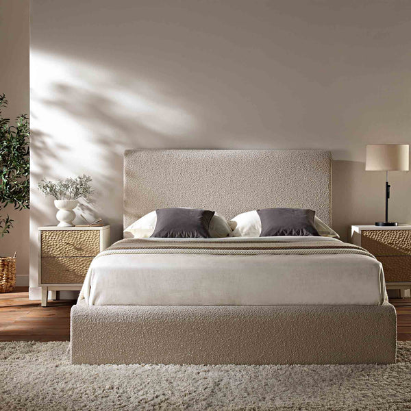 Hampstead Taupe Boucle Curved Bed