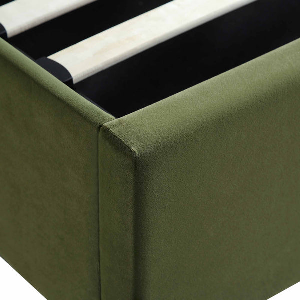 Wilton Moss Green Velvet Ottoman Storage Bed