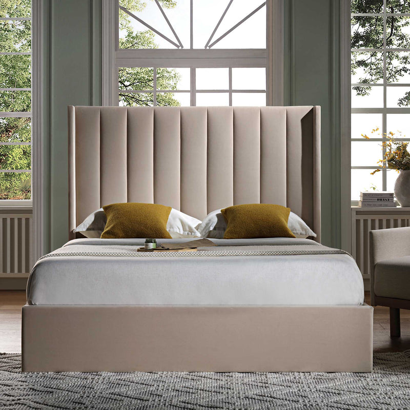 Wilton Champagne Velvet Ottoman Storage Bed - daals