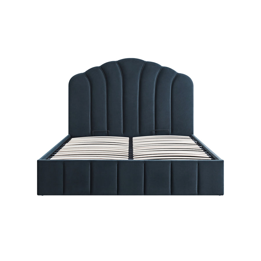 Hana Ottoman Storage Bed, Aegean Blue Velvet - daals