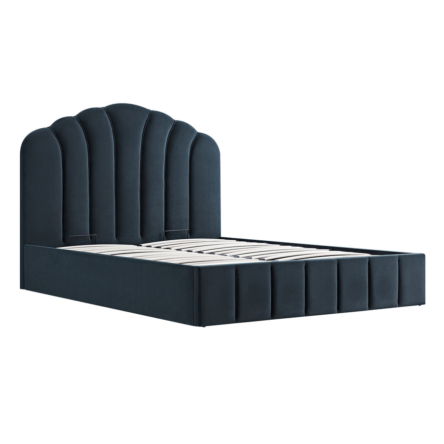 Hana Ottoman Storage Bed, Aegean Blue Velvet - daals