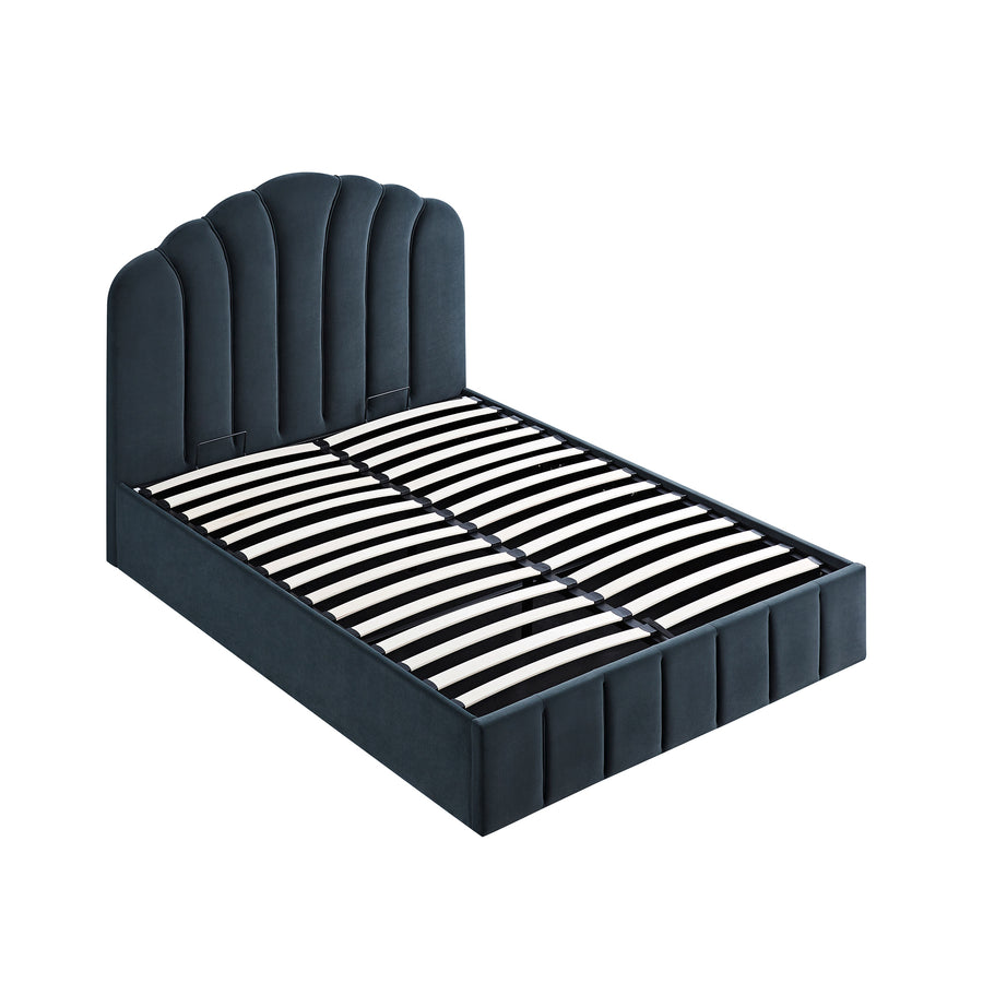 Hana Ottoman Storage Bed, Aegean Blue Velvet - daals