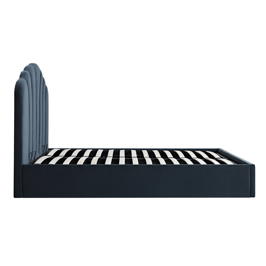 Hana Ottoman Storage Bed, Aegean Blue Velvet - daals