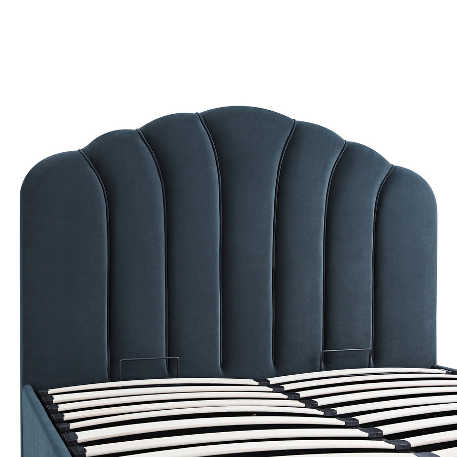 Hana Ottoman Storage Bed, Aegean Blue Velvet - daals