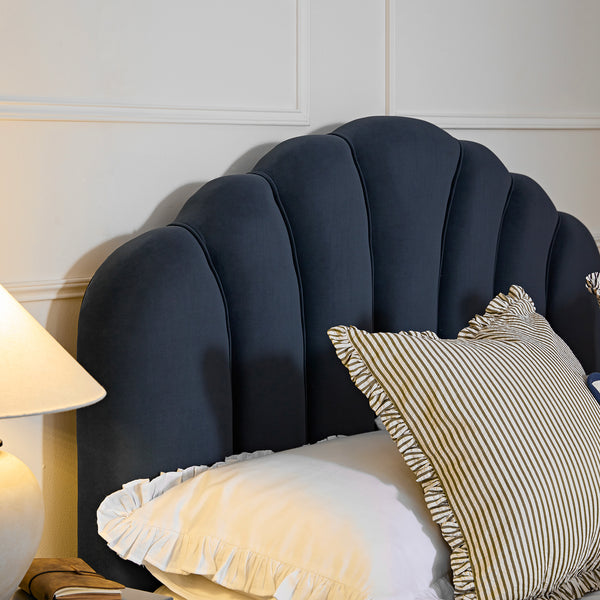 Hana Ottoman Storage Bed, Aegean Blue Velvet