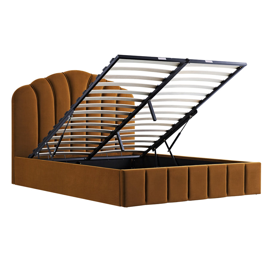 Hana Ottoman Storage Bed, Cinnamon Velvet