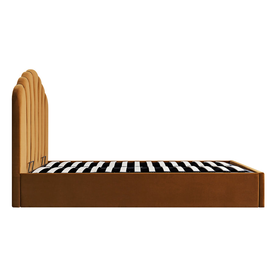 Hana Ottoman Storage Bed, Cinnamon Velvet