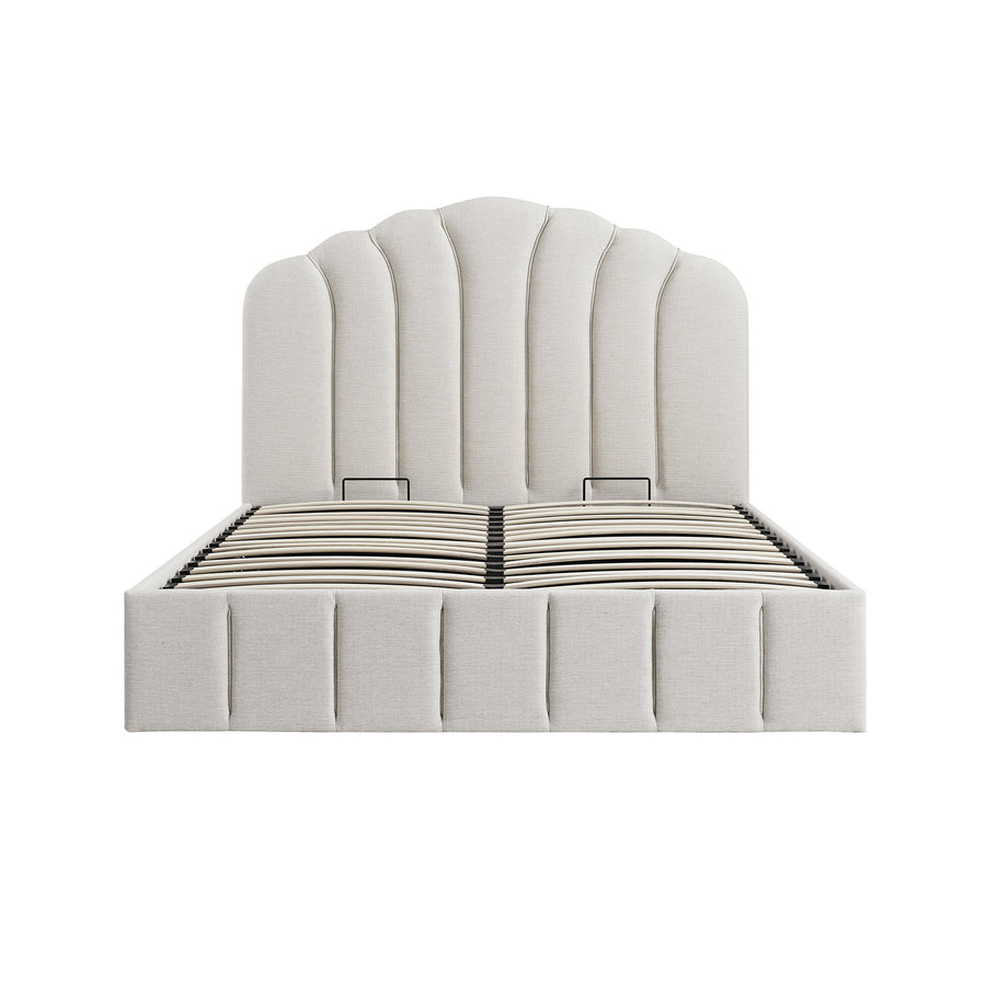 Hana Ottoman Storage Bed, Ivory Weave Fabric
